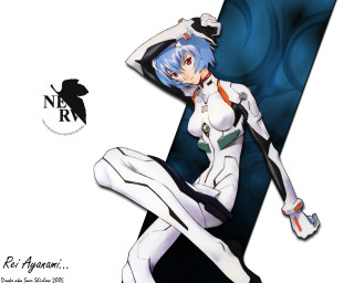 Aoyama rei blue hair pilot - her arm behind her head and legs free wallpaper
