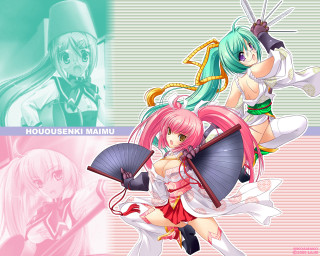 Anime dual fan girls hats - a fan free wallpaper