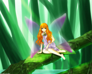 Cartoon girl leaf forest flower - storybook illustration free wallpaper