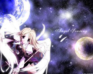 Girl long hair sword space 2 - a space background free wallpaper