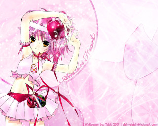 Pink girl holding heart anime - object free wallpaper
