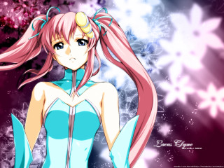 Pink haired girl blue dress - a ponytail free wallpaper for desktop