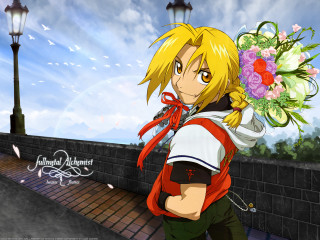 Blonde boy flower bouquet urban - alvan fisher free wallpaper