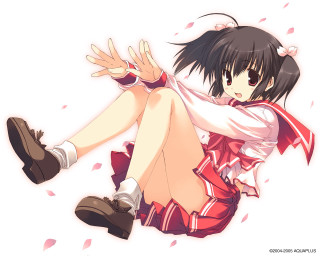 Girl sitting flowers wind school - hint of yayoi kasuma free wallpaper