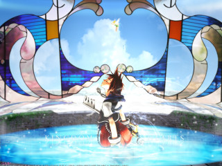 Anime character flying pool stainedglass - vanita free wallpaper