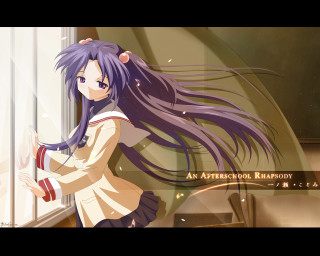 Purple haired girl classroom wind - long purple hair free wallpaper for desktop