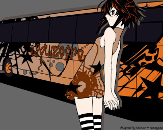 Gothic anime halloween bus graffiti - a bus free wallpaper