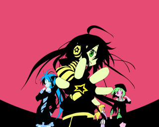 Anime girls pink black star - toyism free wallpaper