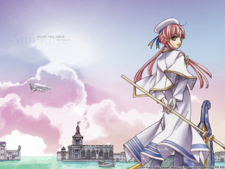 Anime character stick sword cityscape - a anime character holding free wallpaper