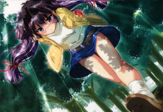 Girl flying long hair yellow - a yellow shirt free wallpaper