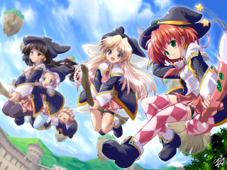 Anime girls flying castle hats 2 - hat free wallpaper