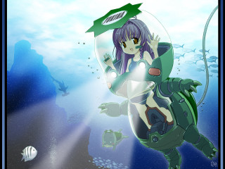 Sea turtle girl underwater light - a girl riding free wallpaper