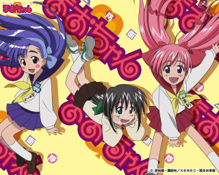 Three girls pink purple hair - serial art free wallpaper