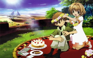 Couple cake outdoors flower sky - a cake free wallpaper