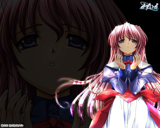 Anime girl pink hair red - a red cape free wallpaper