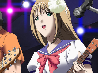 Chizuko yoshida guitar microphone stage - behind her free wallpaper