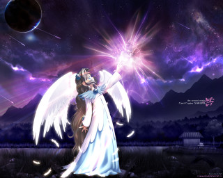 Angel wings star planet fantasy - holding free wallpaper for desktop