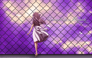 Girl short dress purple fence - a fence free wallpaper for desktop