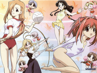 Anime girls tennis flower poses - a tennis racket free wallpaper