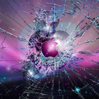 Broken glass apple purple stars - adobe photoshop free wallpaper for tablet