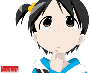Cartoon blackhair blueShirt yellowBow chinHand - a blue shirt free wallpaper