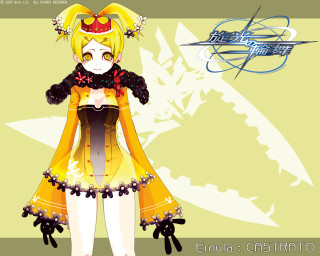 Yellow dress girl bunny portrait - a black bow free wallpaper