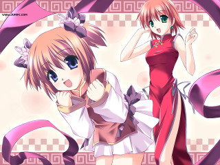 Anime girls dresses bows ribbons - fei danxu free wallpaper