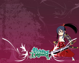 Girl sword red dress purple - grungy free wallpaper