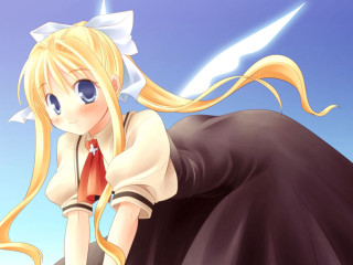 Anime girl blonde hair sword 3 - long blonde hair free wallpaper