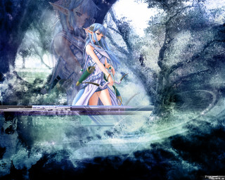Woman bridge forest elf moon - a man in the background free wallpaper for desktop