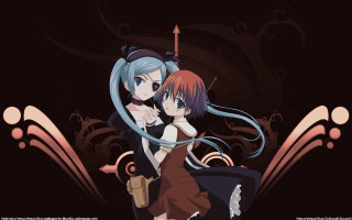 Anime hugging girls pink swirl - swirl free wallpaper