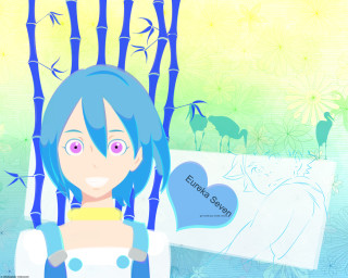 Blue haired girl bamboo heart - esao free wallpaper for desktop