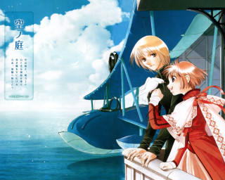 Anime couple bridge water boat - a bridge over water free wallpaper