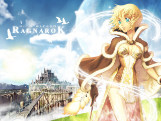 Woman castle white dress bird 2 - high fantasy free wallpaper