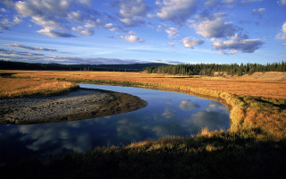 River field sky clouds grassy - a grassy field free wallpaper