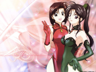 Anime girls pointing remodernism digital - their finger free wallpaper