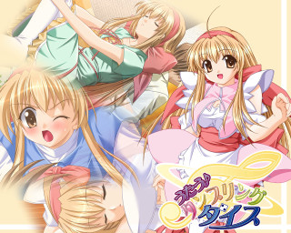 Anime girls long hair bows - their head free wallpaper