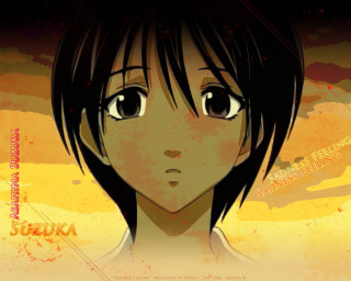 Sad anime girl yellow background - a manga drawing free wallpaper