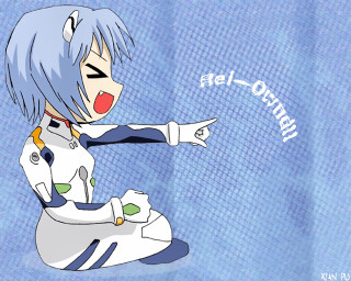 Blue hair rei hologram chibi - a white outfit free wallpaper