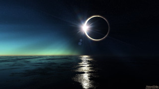 Solar eclipse ocean night moonlight - a solar eclipse free wallpaper