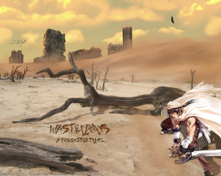 Desert man sword castle bird - apocalyptic free wallpaper