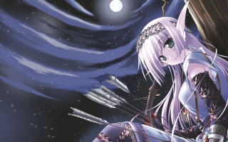 Anime longhair sword tree moon - long hair and a sword free wallpaper