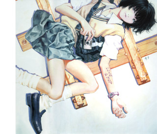 Woman bench camera man school - her hand and a man holding free wallpaper for desktop