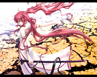 Red haired woman sword fiery - an anime free wallpaper