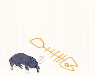 Fish eating fishbone conceptual illustration - magnifying free wallpaper