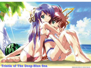 Tiki deepblue sea animegirls beach - deep free wallpaper