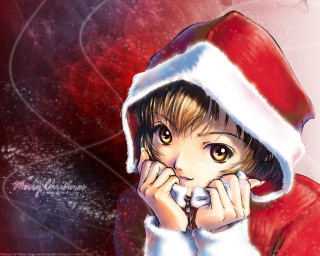 Surprised girl santa hat christmas - computer art free wallpaper for desktop
