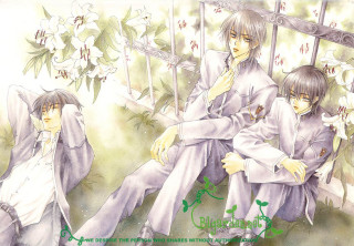 Couple sitting flowers fence manga - a couple of people sitting next free wallpaper