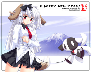 Happy new year girl dog - a happy new year free wallpaper