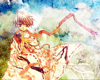 Woman cat hakama sky cherry - her hand and a sky background free wallpaper